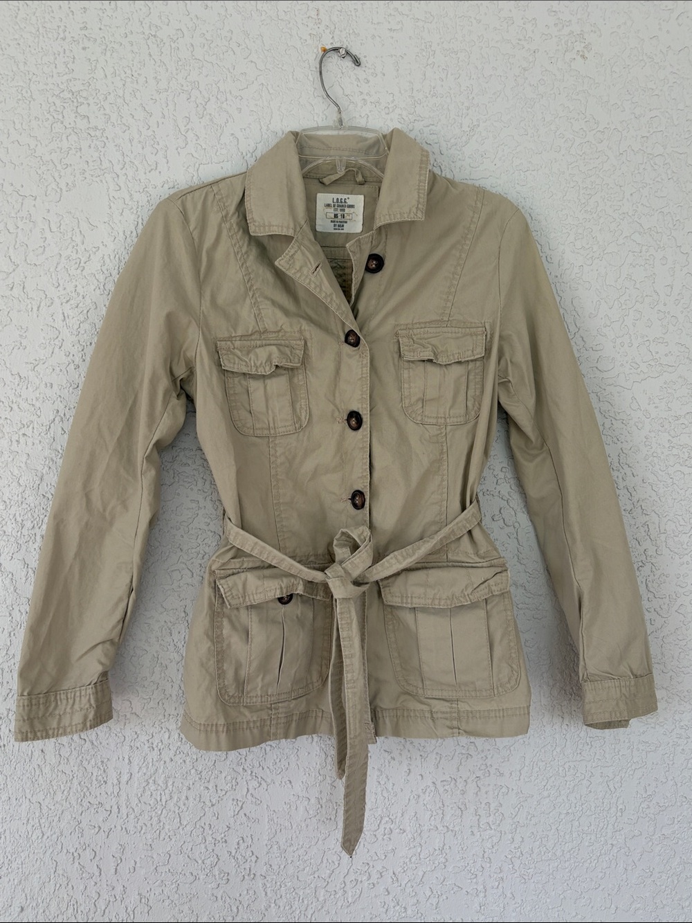 H&M Women's Beige Utility Jacket with Belt size 10